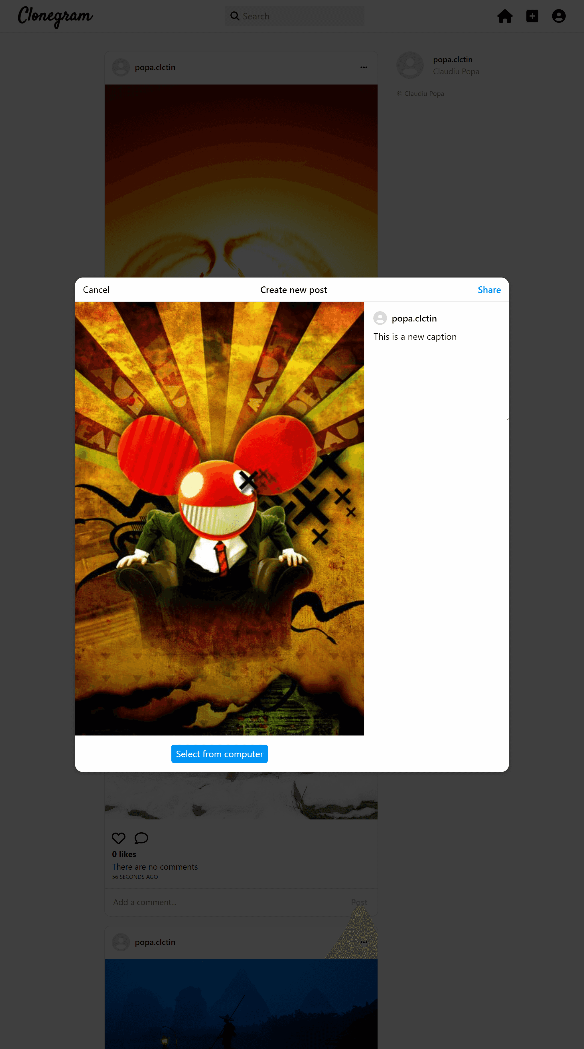 Create a post modal