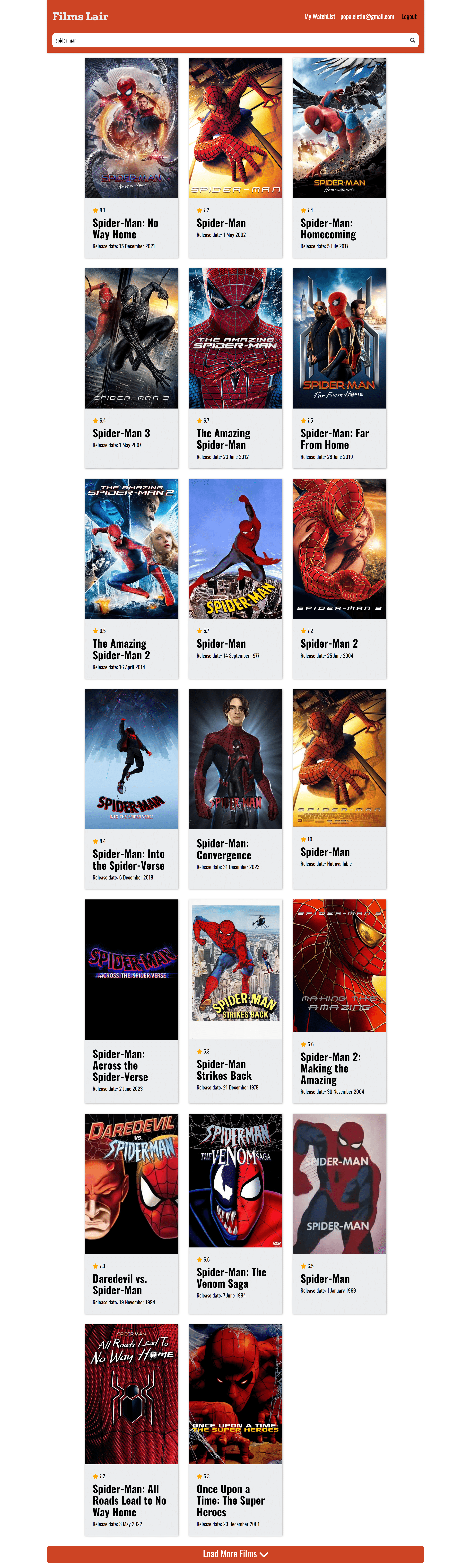 Films Lair desktop layout